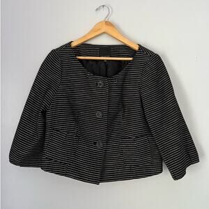 Black Polka Dot Cropped Jacket Blazer Womens Size L Career Wear Professional